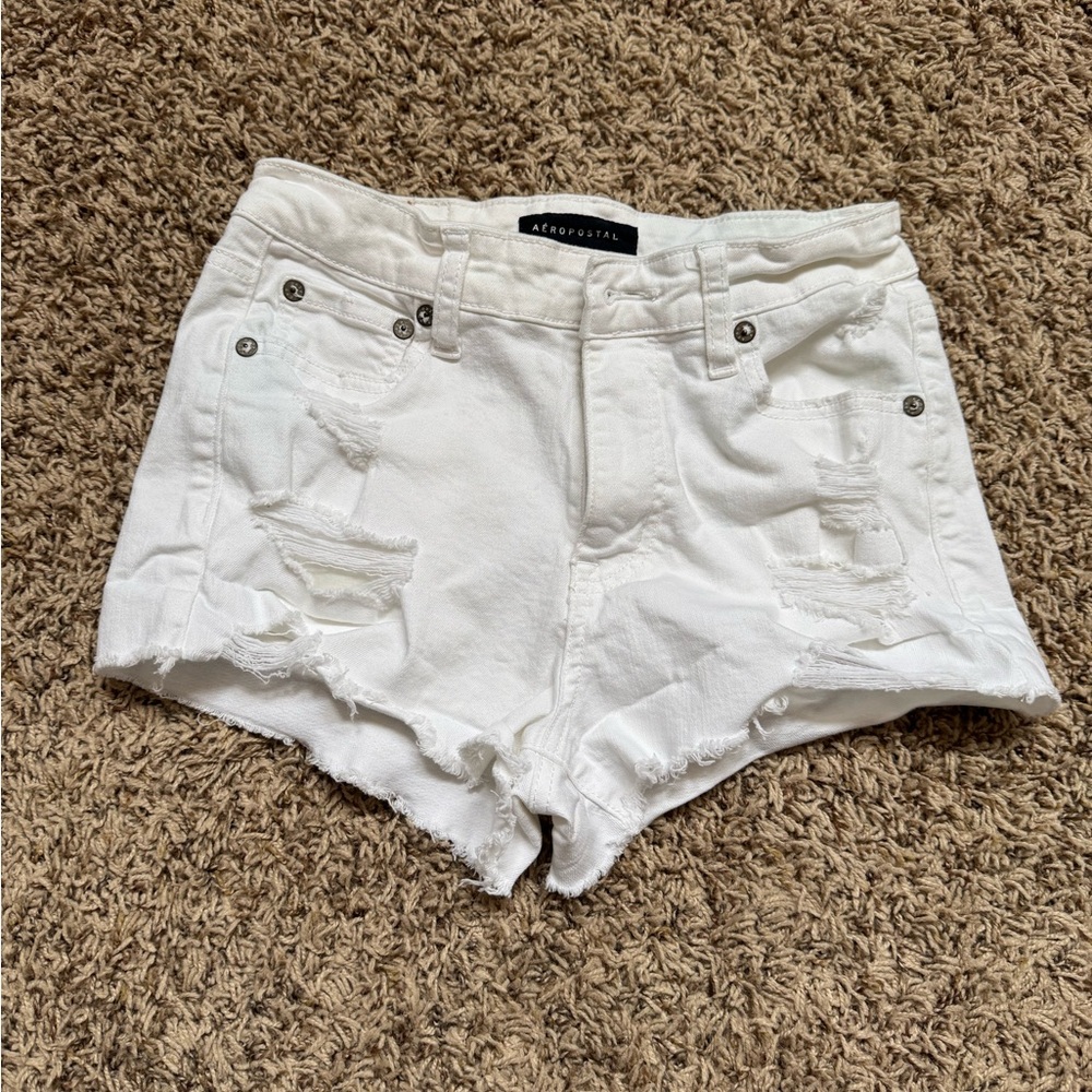 Aeropostale Women's White Distressed Shorts size 0